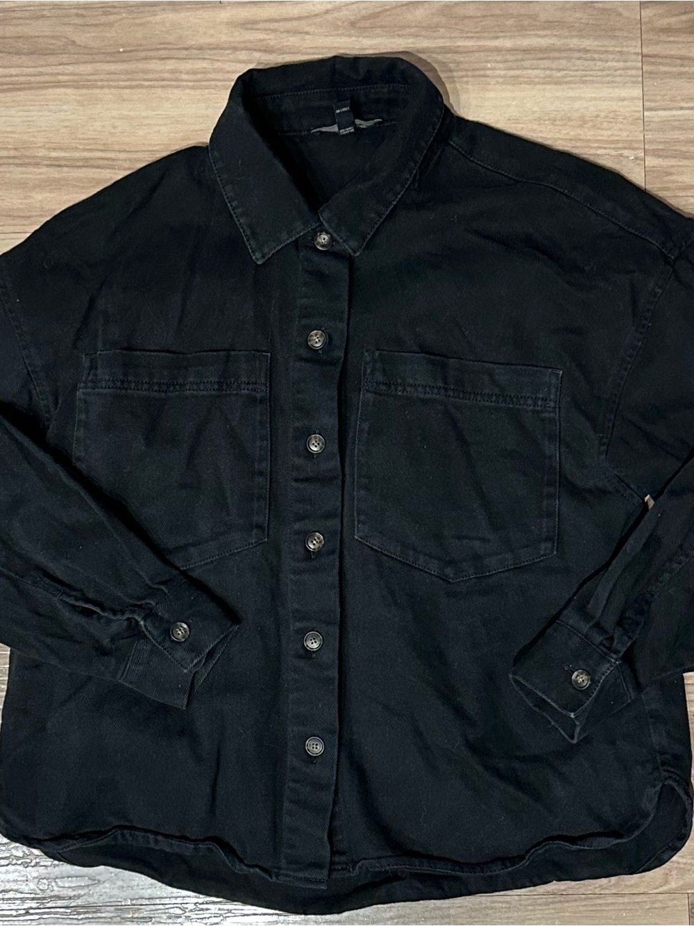 Banana Republic Women's Black Denim‎ Jacket button Front Pockets Collared A6-050